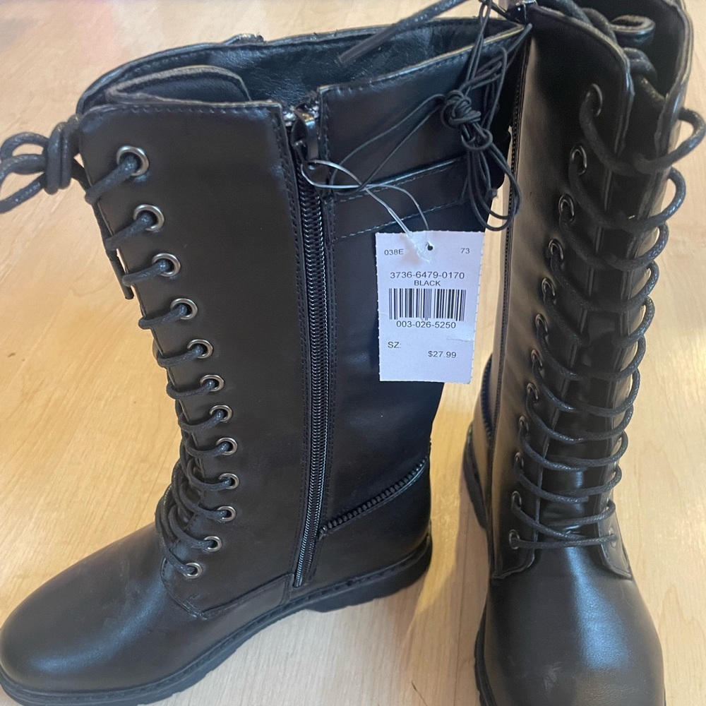 Little girl tall faux black boots (3)